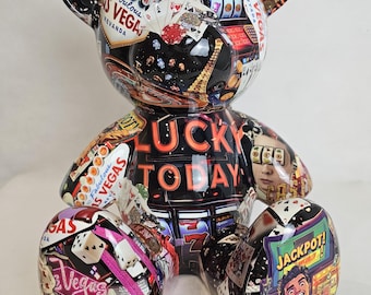 Artbrut by Ann - Jackpot Bear | Pop Art Resin Sculpture | Casino