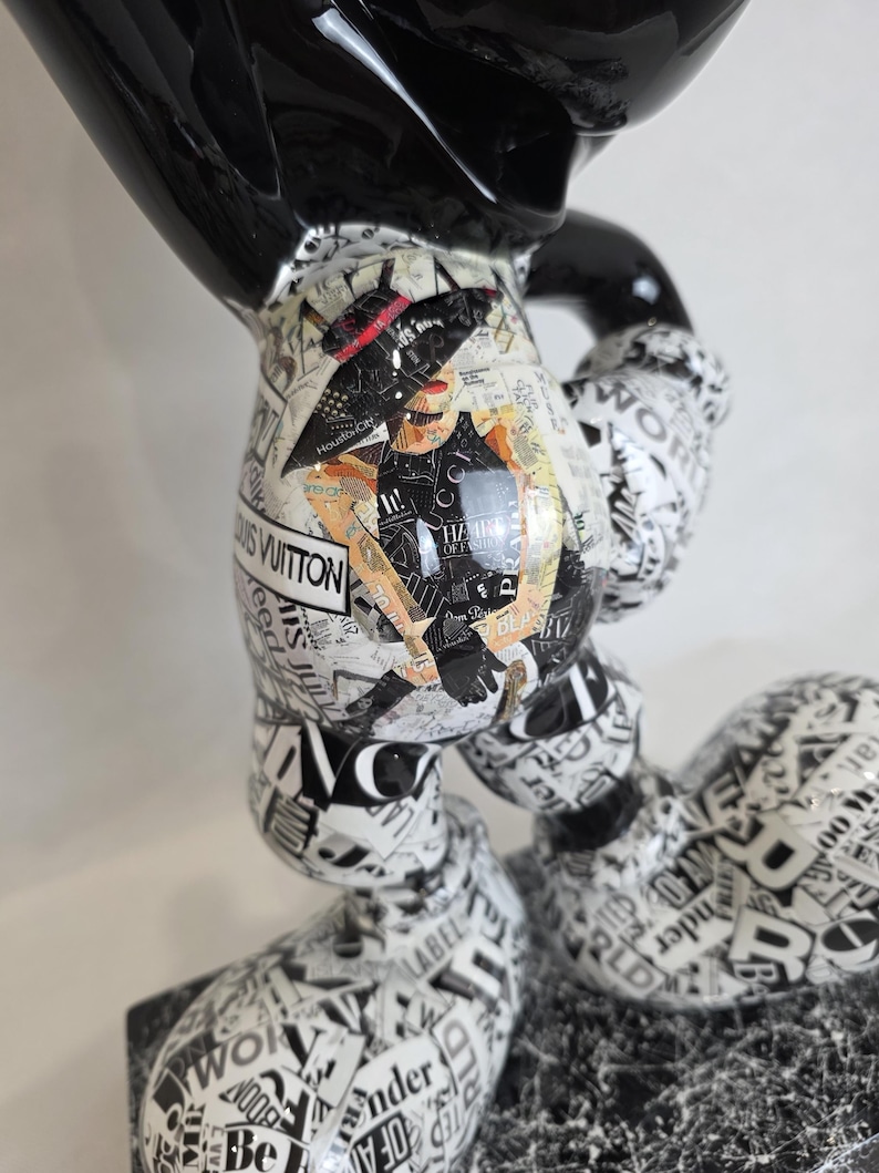 ArtBrut By Ann - Escultura pop art do Mickey Mouse em preto e branco, edição limitada, estatueta de luxo do Mickey, esculturas exclusivas feitas à mão, loja de presentes. imagem 15
