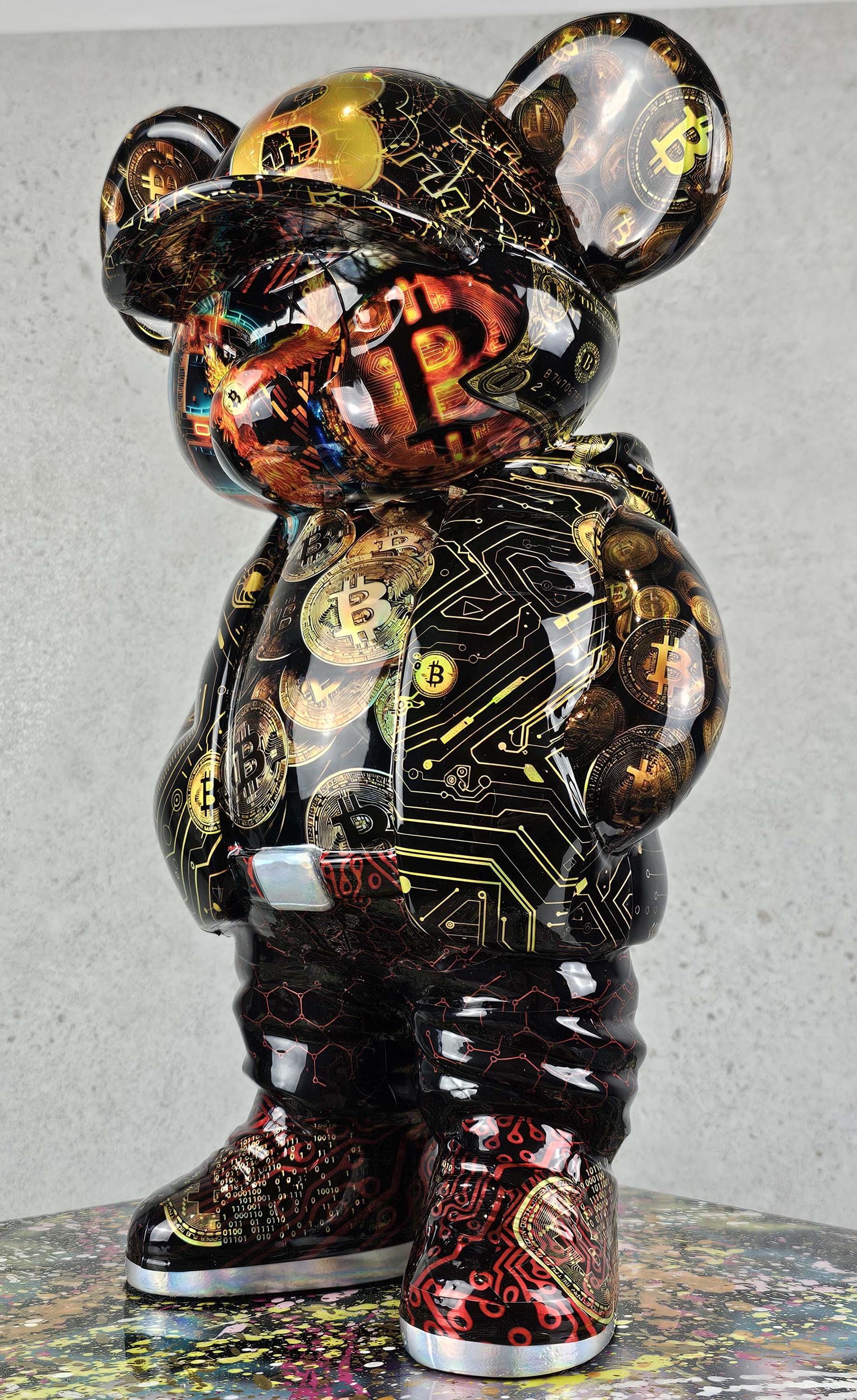 Angrybear X Bitcoin Pop Art Sculpture – a Unique Teddy Bear Gift