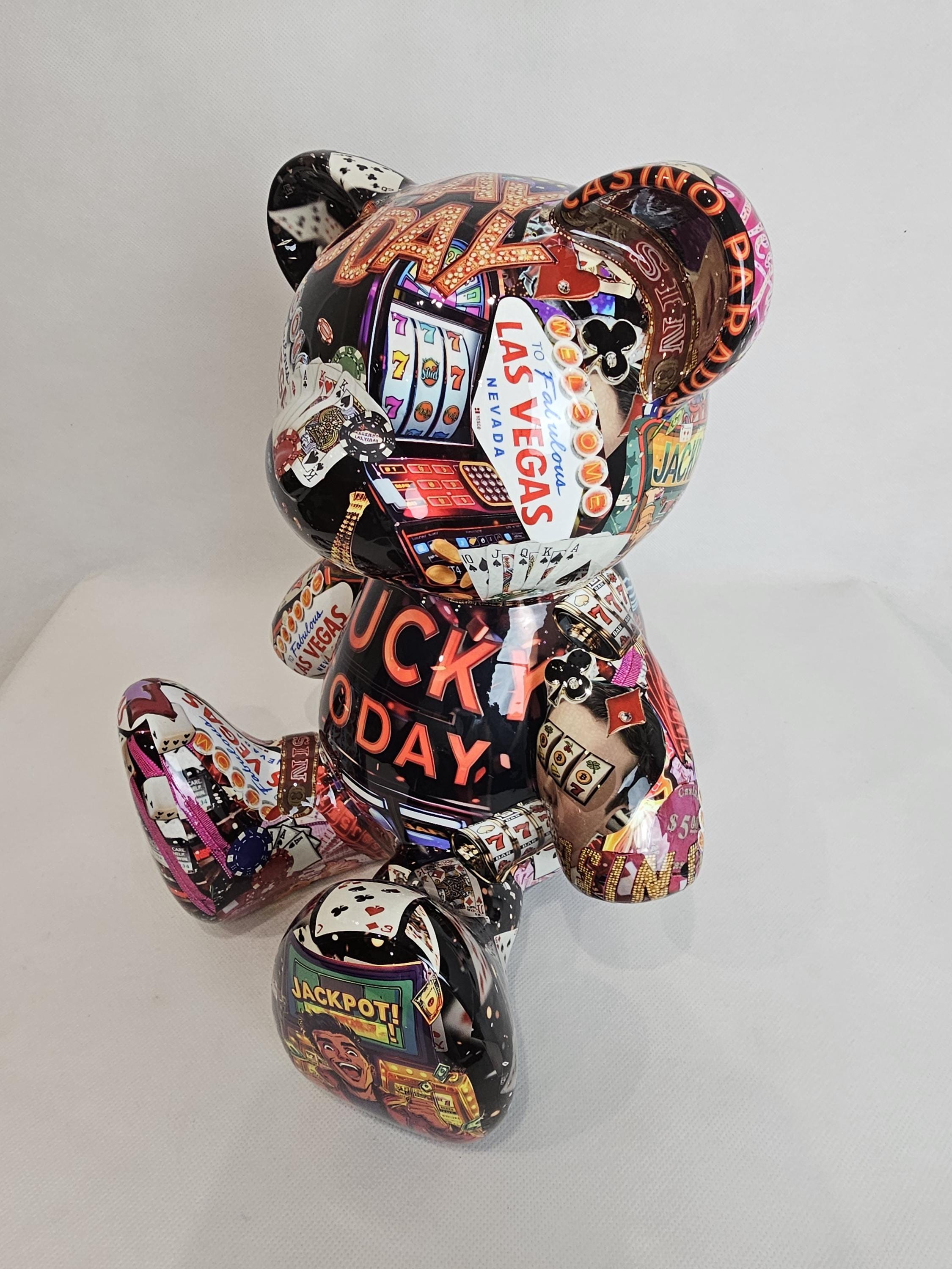 Artbrut by Ann - Jackpot Bear | Pop Art Resin Sculpture | Casino