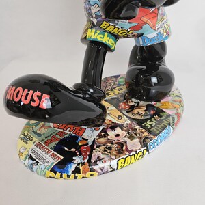 ArtBrutbyAnn - Mickey Mouse Pop Art Comic Collage Statue / Gloss Black Figurine Disney Street Art / Collectible Modern Decor limited edition image 9