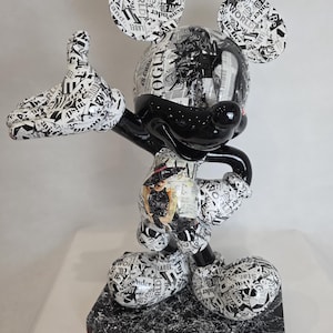 ArtBrut By Ann - Escultura pop art do Mickey Mouse em preto e branco, edição limitada, estatueta de luxo do Mickey, esculturas exclusivas feitas à mão, loja de presentes. imagem 16