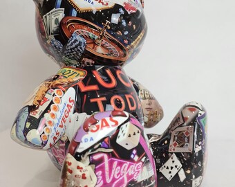 Artbrut by Ann - Jackpot Bear | Pop Art Resin Sculpture | Casino