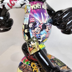 ArtBrutbyAnn - Mickey Mouse Pop Art Comic Collage Statue / Gloss Black Figurine Disney Street Art / Collectible Modern Decor limited edition image 7