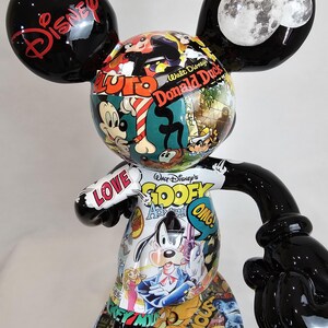 ArtBrutbyAnn - Mickey Mouse Pop Art Comic Collage Statue / Gloss Black Figurine Disney Street Art / Collectible Modern Decor limited edition image 15