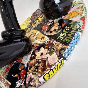 ArtBrutbyAnn - Mickey Mouse Pop Art Comic Collage Statue / Gloss Black Figurine Disney Street Art / Collectible Modern Decor limited edition image 19