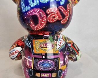 Artbrut by Ann - Jackpot Bear | Pop Art Resin Sculpture | Casino
