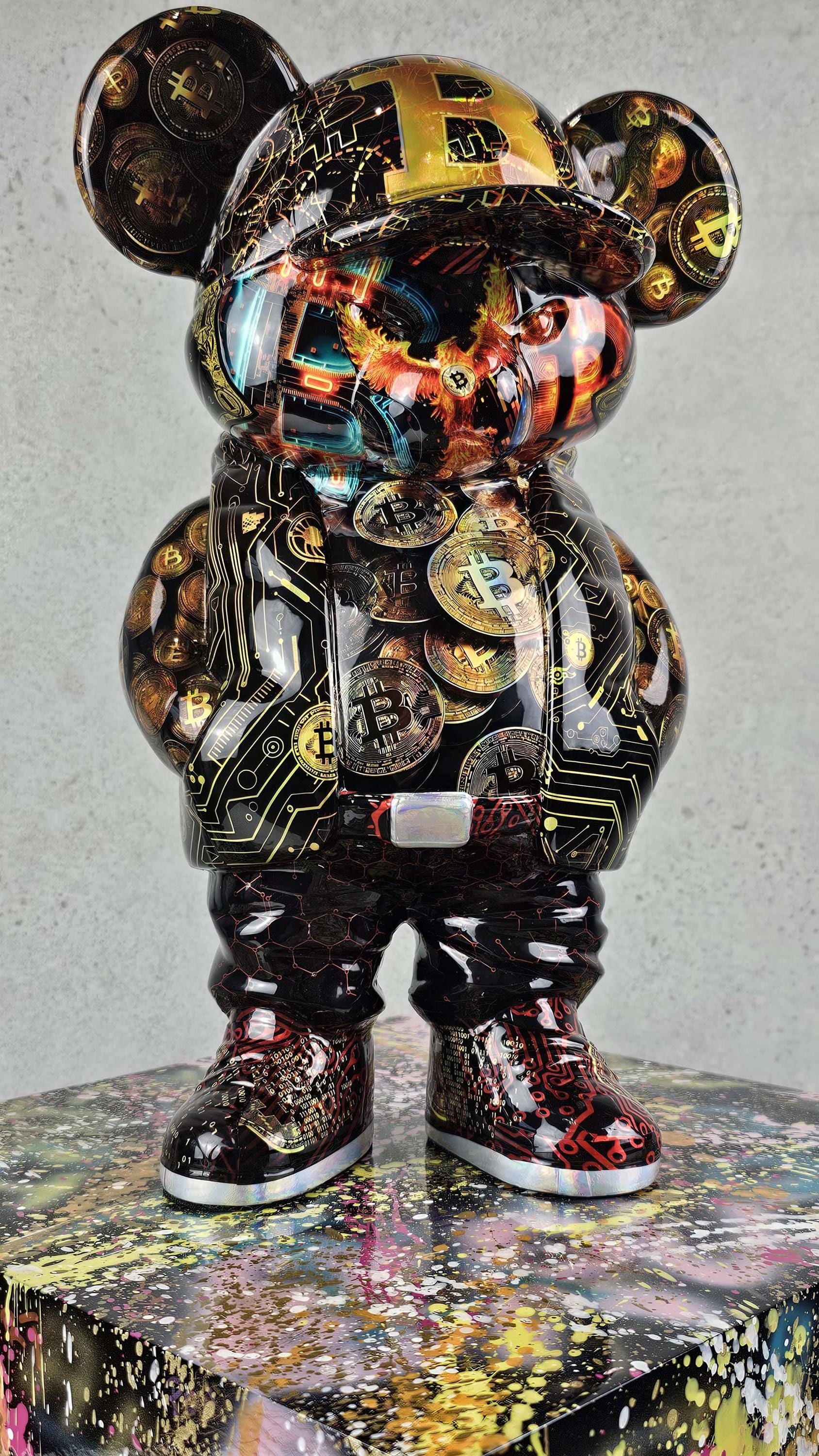 Angrybear X Bitcoin Pop Art Sculpture – a Unique Teddy Bear Gift