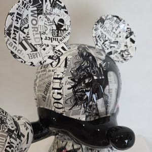 ArtBrut By Ann - Escultura pop art do Mickey Mouse em preto e branco, edição limitada, estatueta de luxo do Mickey, esculturas exclusivas feitas à mão, loja de presentes. imagem 14