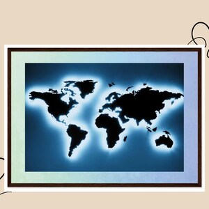 Affiche de voyage Carte du monde Idée cadeau Art mural Affiche de voyage avec cadre en bois Cadeau pour les voyageurs Amis et famille