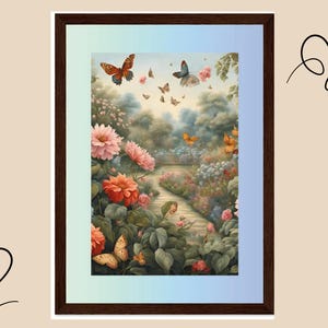Poster con fiori in cornice di legno | Regalo di inaugurazione della casa, idea regalo per quadri da parete per amici e familiari