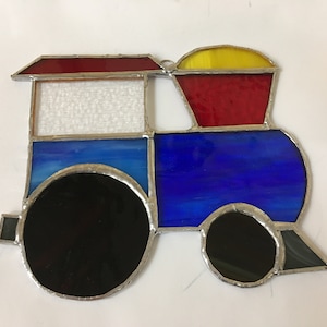 Happy Little Train 7&quot; X 6&quot; Stained Glass Child&#39;s Decoration Pattern PDF B&W Digital Download