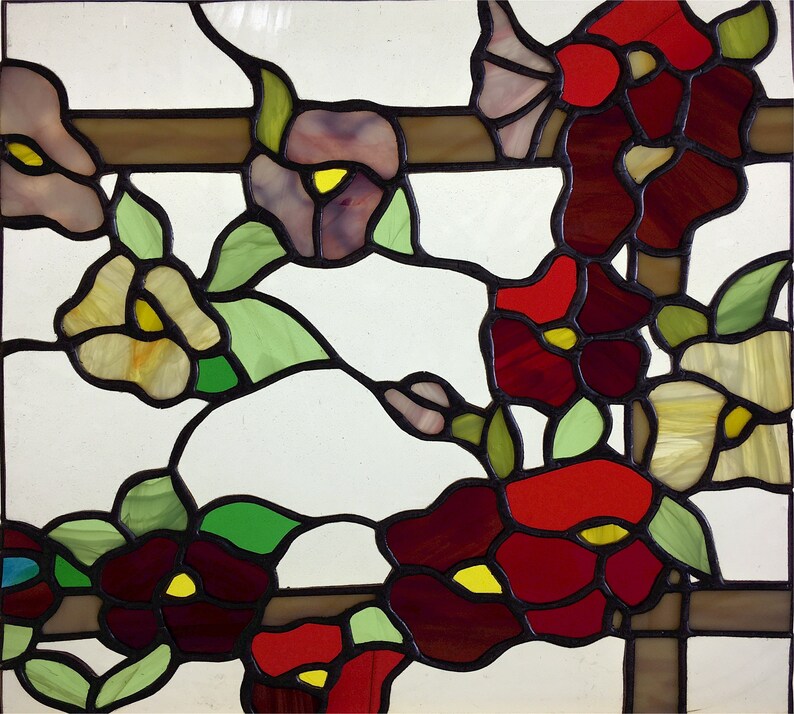 Stained Glass Floral Transoms 3 14-1/2 Square Panels Pattern - Etsy