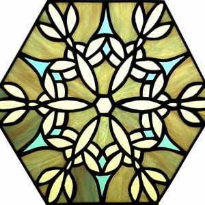 14" X 11" Stained Glass "Snowflake" Octagon Mandala Pattern PDF B&W Digital Download