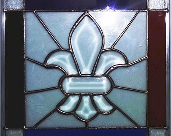 Stained Glass 12" X 12" "Fleur De Lis Bevel Cluster" Pattern PDF B&W Digital Download