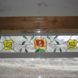 3 Stained Glass Transoms 8-1/2&quot; X 44-1/4&quot; &quot;Rose Panels&quot; Pattern PDF B&W Digital Download