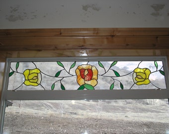 3 Stained Glass Transoms 8-1 / 2 "X 44-1 / 4" ""Rose Panels"" Muster PDF Schwarzweiß Digital Download