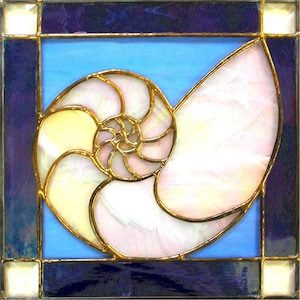 12&quot; X 12&quot; Stained Glass &quot;Nautilus Shell&quot; Mandala Pattern PDF B&W Digital Download