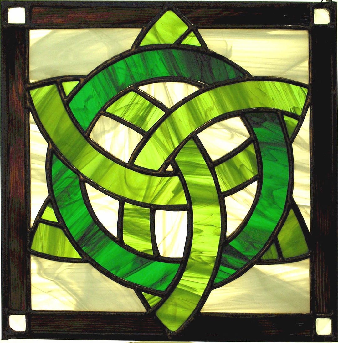 12 X 12 Stained Glass celtic Knot Square Mandala Pattern PDF B&W