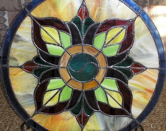 19" X 19" Stained Glass "Circle Of Family" Mandala Pattern PDF B&W Digital Download