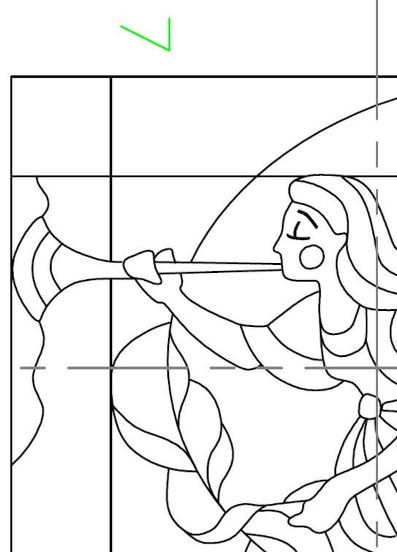 12 X 36 11-15/16 Folk Angel Pattern PDF B&W Digital Download image 2