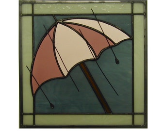 April 12&quot; X 12&quot; Stained Glass &quot;Rain On Umbrella&quot;&quot; Quilt Block Pattern PDF B&W Digital Download