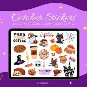 Adesivi digitali di ottobre, adesivi digitali a tema ottobre, adesivi digitali, adesivi per planner, adesivi di Halloween, adesivi autunnali