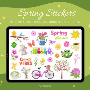 Adesivi digitali primavera, Adesivi primavera, Adesivi digitali fiori, Adesivi marzo, Adesivi digitali, Adesivi per planner, Adesivi PNG