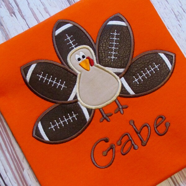 Personalized Thanksgiving Football Turkey Applique Shirt, Turkey Applique, Thanksgiving Football Turkey, Thanksgiving Shirt, Fall, LDM