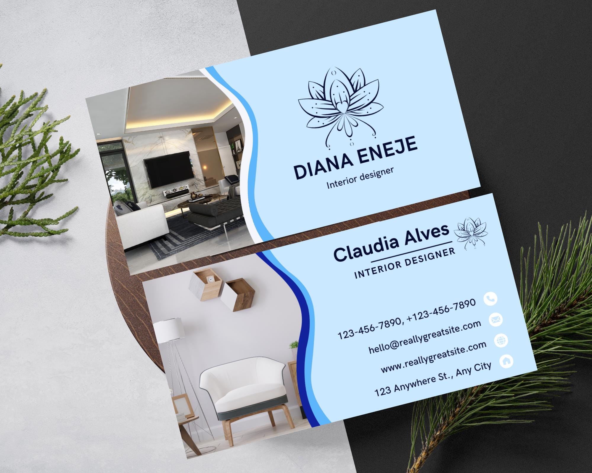 Interior Designer Business Card Template, Modern Minimalist Design ...