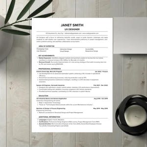 UX Designer Resume Template, Modern CV for UI/Ux, Professional Job Application, Editable Resume for Word, Instant Download.