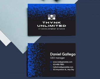 Blue Black Tech Visitenkarte Vorlage, Modernes IT Studio Design, Visitenkarte, Digital Business Design, Professionelle Karte, Visitenkarte