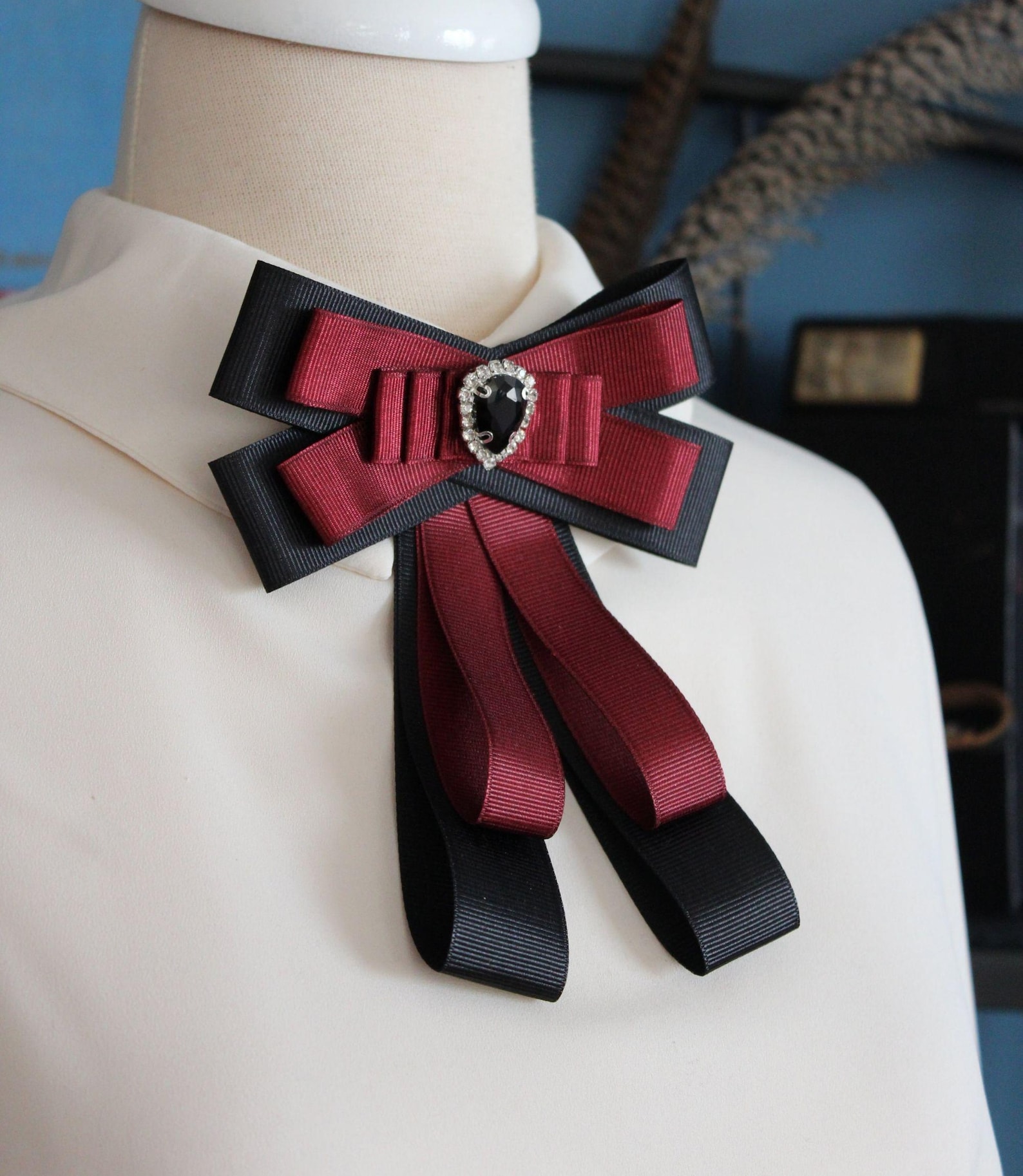 Handmade Angelina Ribbon Brooch, Woman Collar Accessory, Gift for Her ...