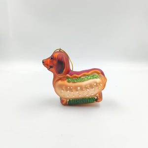 Dachshund in a Hotdog Costume Christmas Ornament