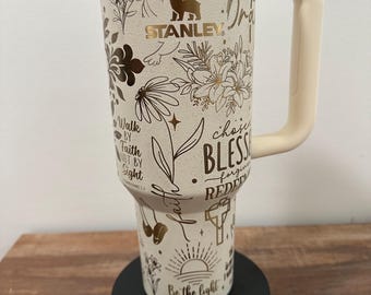 Stanley Quencher Tumbler - 40oz Custom Engraved Christian Design, Personalized Gift for Faith Lovers & Drinkware Enthusiasts