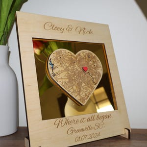 Custom Heart Map – Personalized Location Map Gift – Wood & Acrylic Map Art Keepsake