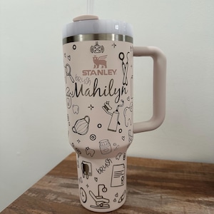 Vaso Stanley de 40 oz para dentistas / Higienista dental personalizado con envoltura completa / Diseño de dientes grabados con láser / Regalo para profesionales de la odontología