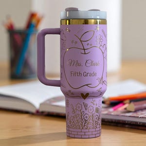 Personalized Teacher Engraved Tumbler: 40oz Stainless Steel with Gold Design