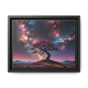 Tree of Life Canvas Wall Art, Framed Matte Canvas Cosmic Sky Celestial Canvas Wall Art