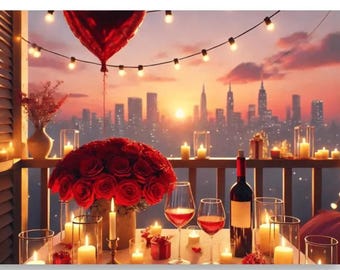 Poster Valentijnsdiner, cadeau valentijnsdag, valentijnskaart kunst aan de muur, kunst aan de muur huisdecor, cadeau vriendin