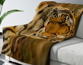 Tiger Print Blanket Sherpa Fleece Tiger Print Blanket Plush Soft Cozy Throw Blanket