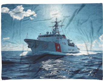 U.S. Coast Guard Blankets, Coast Guard Fleece Blanket, Plush Soft Blanket, USA Sherpa Thick Blanket