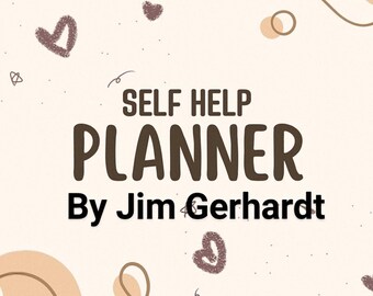 May include: A beige and brown planner with the text "SELF HELP PLANNER By Jim Gerhard" in brown text.