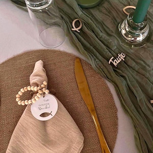 Ichthys, Fisch aus Holzperlen, Fische, Taufe, Kommunion, Konfirmation, Tischschmuck, Deko,  Holzfische, Perlenfische, Tischdeko, Christlich