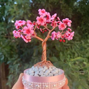 Árvore de arame de flor de cerejeira COM cerejas
