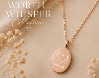 Engraved You are Enough Pendant Necklace, Mental Health Encouragement Jewelry, Self Love Gift
