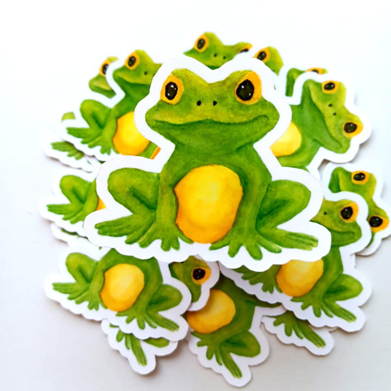 Watercolor Frog Sticker – Green Amphibian Art, Nature Laptop Decal - Etsy