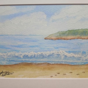 Original Watercolor Seascape Painting | Beach Landscape Art 5x7 | Ocean Wave Wall Decor | Matted to 8x10
