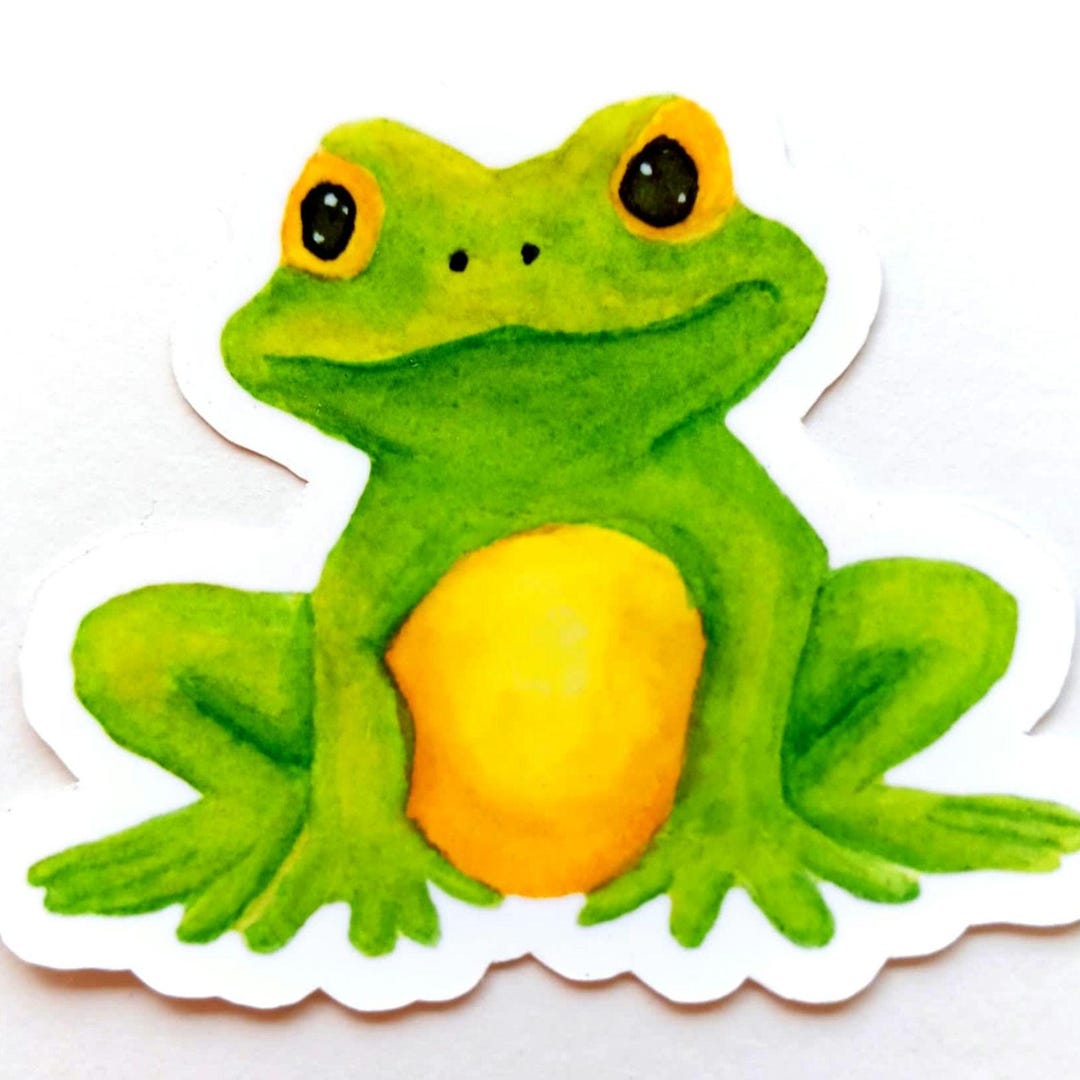 Watercolor Frog Sticker – Green Amphibian Art, Nature Laptop Decal - Etsy