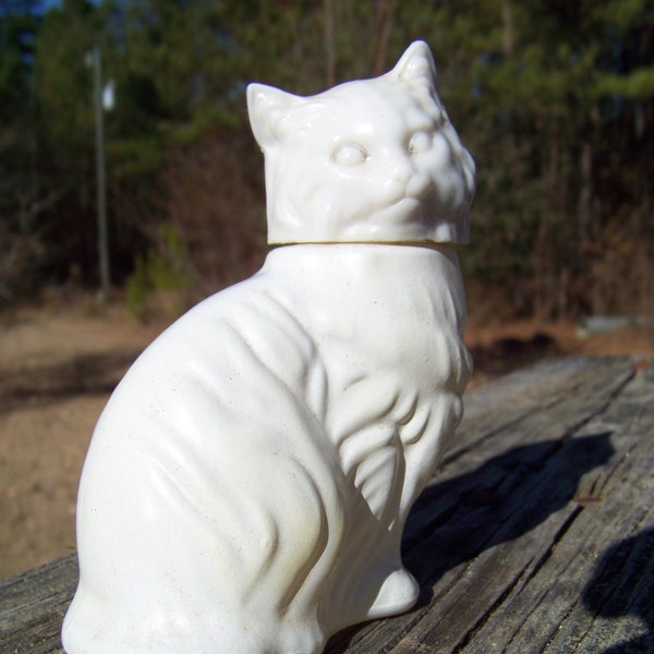Vintage Avon Perfume Bottle--White Milk Glass Cat--Perfume Fragrance Decanter--Figural Bottle--Seventies Kitsch--My Vintage Home